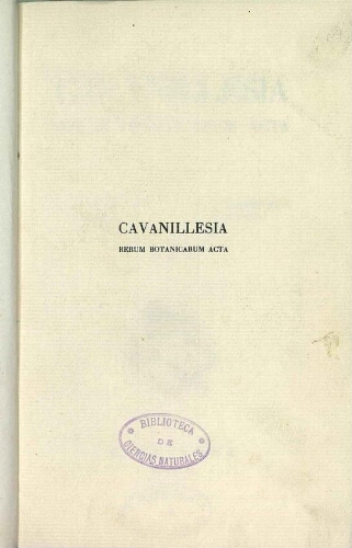 Cavanillesia [...] Vol. V