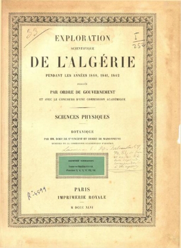 Exploration scientifique de l'Algérie [Vol. I]