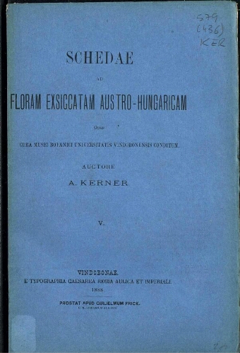Schedae ad Floram exsiccatam Austro-Hungaricam [...] V