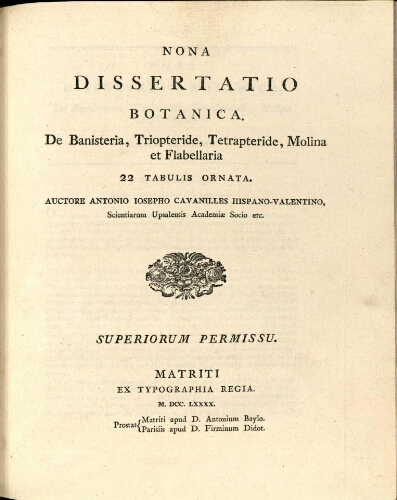 Nona dissertatio botanica