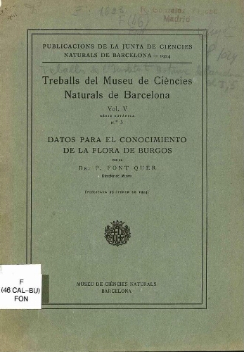 Treballs del Museu de Ciències Naturals de Barcelona. ; Vol. 5. Sèrie botànica ; n.º 5